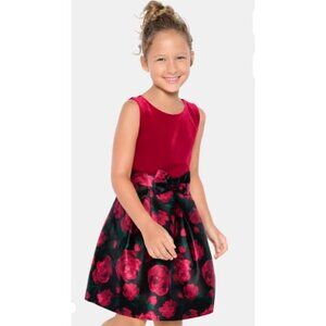 The Children's Place Girls Floral Velour Fit & Flare Dress - Girl's Size 6X/7
